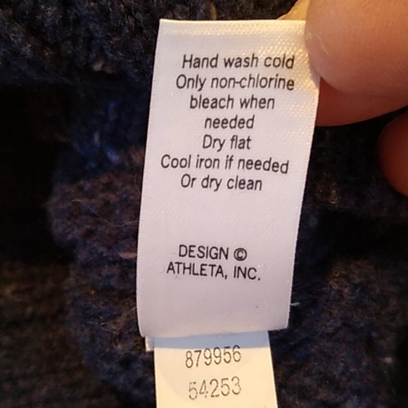 Athleta Vintage Cable Knit Sweater Navy Blue Small - Picture 5 of 6